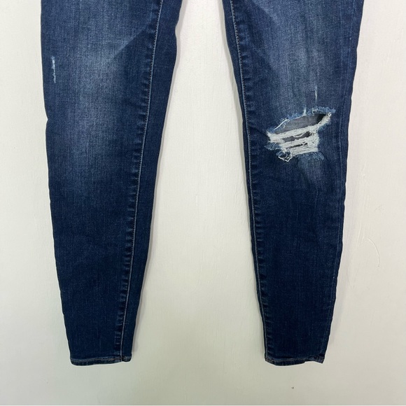 American Eagle Hi-Rise Jeggings in Dark Wash Distressed Size 0 - Picture 3 of 6